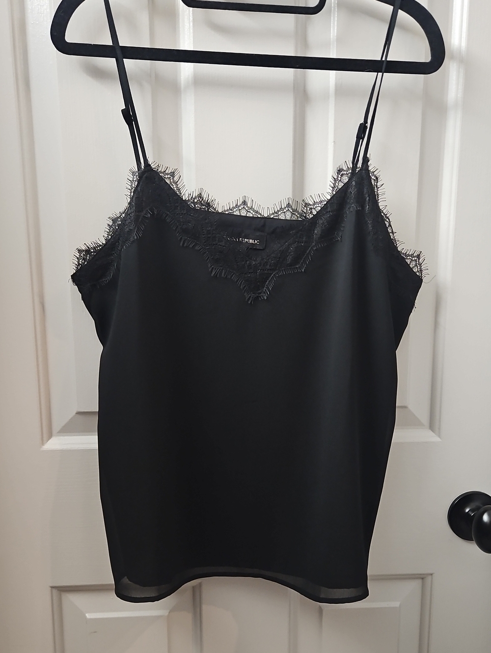 Banana Republic Black Lace-Trim Satin Cami, Like New Worn 2x